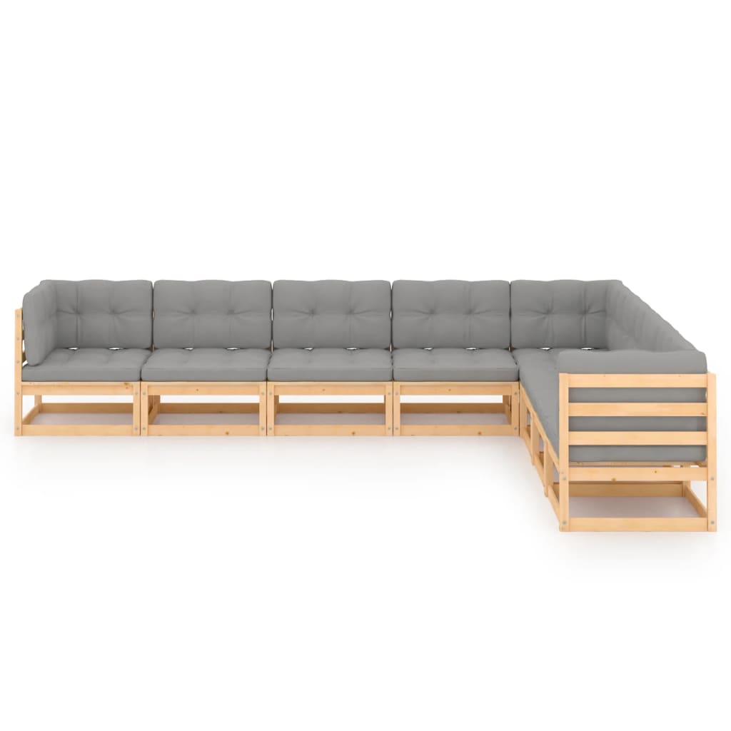 8-tlg. Garten-Lounge-Set mit Kissen Kiefer Massivholz
